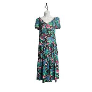 Vtg 80s EXPO Floral‎ Maxi Dress Size 12 Off Shoulder
Sweetheart Cotton Prairie
